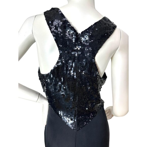 1980s Oleg Cassini short black dress with sequin top and racerback  Size 6 - Picture 2 of 8